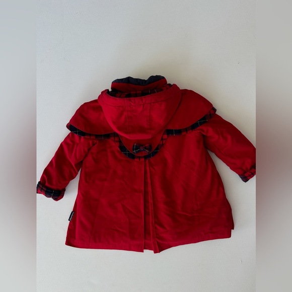 London Fog -Vintage Pleated Coat -Red with Plaid Details -Detachable Hood-Size2 - Picture 13 of 13